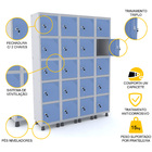 Roupeiro De Aço 4m 20 Portas Fechadura Pandin - Cinza/azul Da
