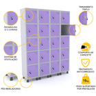 Roupeiro De Aço 4m 20 Portas Fechadura Pandin - Cinza/lilás