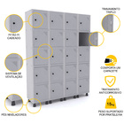 Roupeiro De Aço 4m 20 Portas Pitão Pandin - Cinza