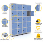 Roupeiro De Aço 4m 20 Portas Pitão Pandin - Cinza/azul Dalí