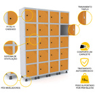 Roupeiro De Aço 4m 20 Portas Pitão Pandin - Cinza/laranja