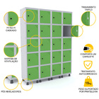 Roupeiro De Aço 4m 20 Portas Pitão Pandin - Cinza/verde