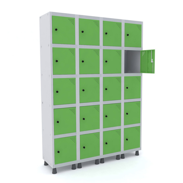 Roupeiro De Aço 4m 20 Portas Pitão Pandin - Cinza/verde