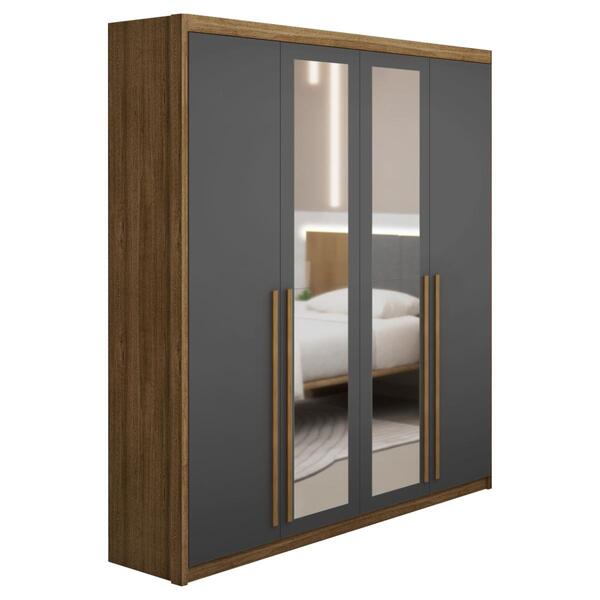 Roupeiro De Casal 4 Portas E Espelho Brasil Nature Alasca