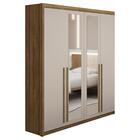 Roupeiro De Casal 4 Portas E Espelho Brasil Nature Fendi