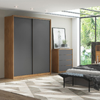 Roupeiro De Casal Espanha 2 Portas Amêndola/grafito - Bela Mó