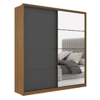 Roupeiro De Casal Seoul 2 Portas C/ 1 Espelho Amêndola/grafit