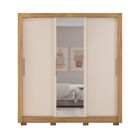 Roupeiro com Espelho 3 Portas de Correr e 2 Gavetas  15x46x191 MDP Lamina Mel White Caemmun