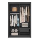 Roupeiro com 2 Portas de Correr e 2 Gavetas 15x46x133 MDP Preto Caemmun