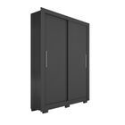 Roupeiro com 2 Portas de Correr e 2 Gavetas 15x46x133 MDP Preto Caemmun