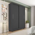 Roupeiro com 2 Portas de Correr e 2 Gavetas 15x46x133 MDP Preto Caemmun