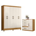 Roupeiro E Cômoda Sapateira Cantão Freijó Off White