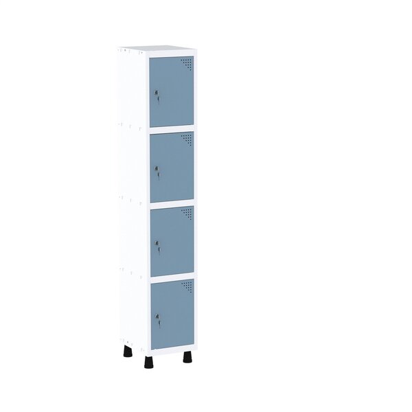 Roupeiro Em Aço Mt 1v 4 Portas - Fechadura Branco/azul Dalli