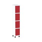 Roupeiro Em Aço Mt 1v 4 Portas - Fechadura Branco/vermelho