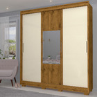 Roupeiro Espelho 3 Portas Viena Madeirado Off White - Gelius