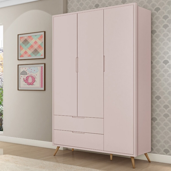 Roupeiro Felix 3 Portas 2 Gavetas Rose Nature
