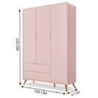 Roupeiro Felix 3 Portas 2 Gavetas Rose Nature