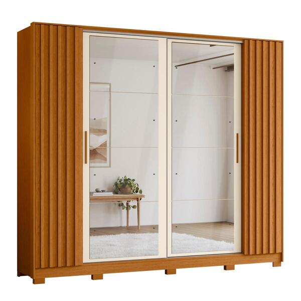 Roupeiro Flex E Espelho Frisado Assai Cinamomo Off White