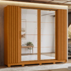 Roupeiro Flex E Espelho Ripado Atalaia Cinamomo Off White