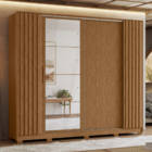 Roupeiro Flex Ripado Com Espelho Arapuã Jatoba Fendi Metalic