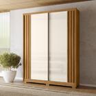 Roupeiro Fresado Espelhado 2 Portas Madri Freijó Off Whte