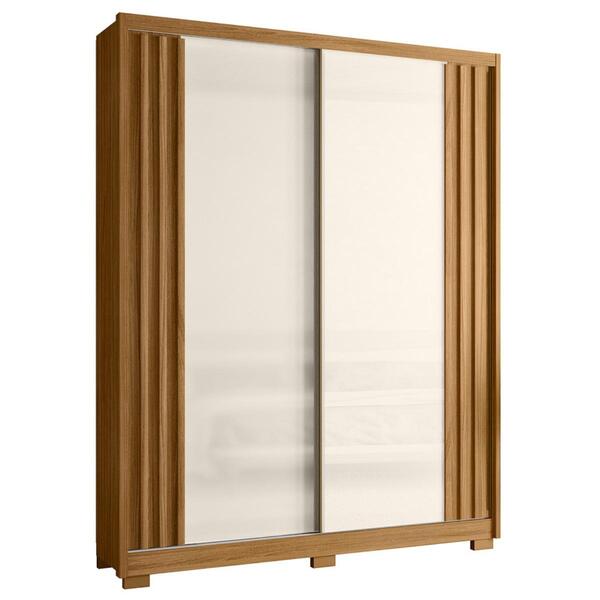 Roupeiro Fresado Espelhado 2 Portas Madri Freijó Off Whte