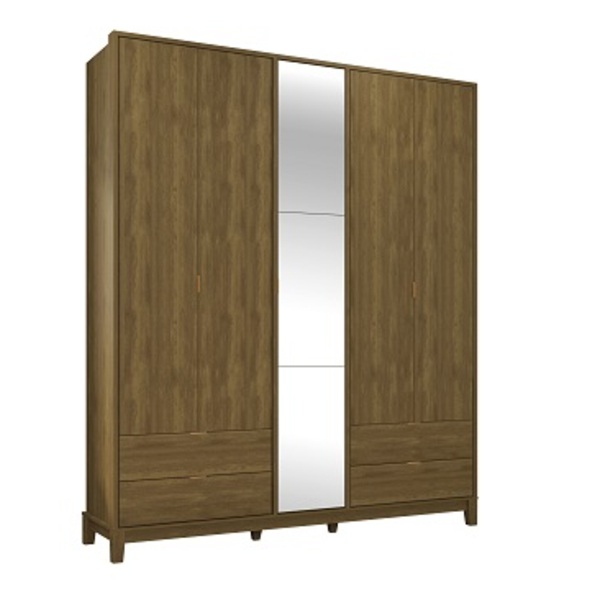 Roupeiro Grafeno Com Espelho Imbuia - Fabri Móveis