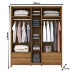 Roupeiro Grafeno Com Espelho Nature/grafite - Fabri Móveis