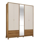 Roupeiro Grafeno Com Espelho Nature/off White - Fabri Móveis