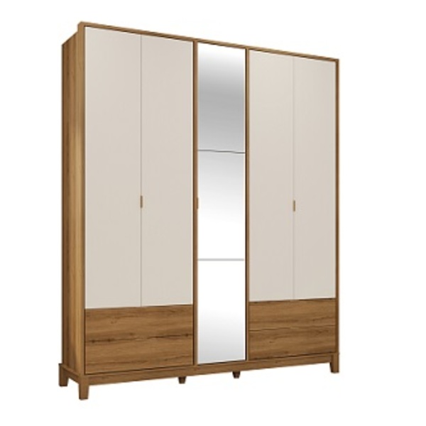 Roupeiro Grafeno Com Espelho Nature/off White - Fabri Móveis