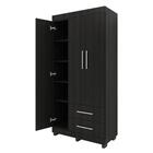 Roupeiro Guarda Roupa 3 Portas Prateleiras 2 Gavetas Preto