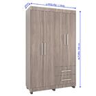 Roupeiro Guarda Roupa Alto 4 Portas 2 Gavetas Cinza Carvalho