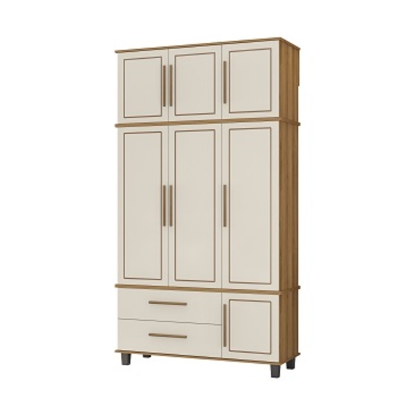 Roupeiro House Três Portas Nature/off White – Fabri Móveis
