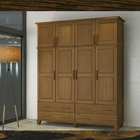 Roupeiro Ikaro Madeira Maciça 8 Portas E 4 Gavetas – Castanho