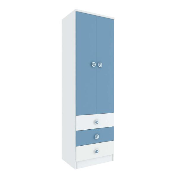Roupeiro Infantil 2 Portas 3 Gavetas Baby Hecol - Branco/azul