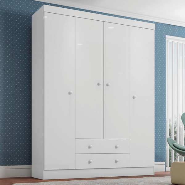 Roupeiro Infantil 4 Portas Luiza Branco