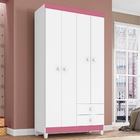 Roupeiro Infantil 4 Portas Madalena Branco Flex Azul/rosa