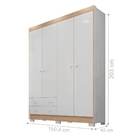 Roupeiro Infantil 4 Portas Maria Branco Flex Branco/cartagera