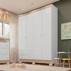 Roupeiro Infantil 4 Portas Maria Branco Flex Branco/cartagera