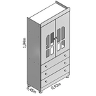 Roupeiro Infantil Katatau 2 Portas 3 Gavetas Branco - Rede Mó