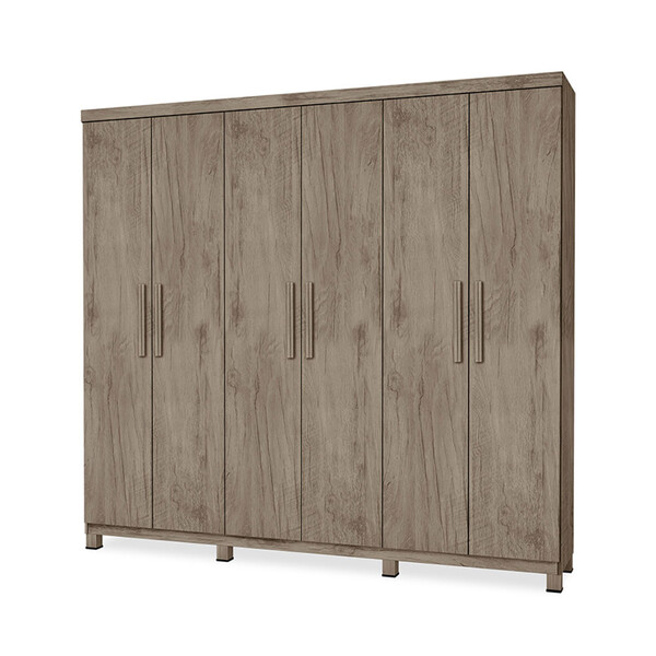 Roupeiro Kairós Casal 6 Portas 3 Gavetas Com Espelho Incabras