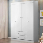 Roupeiro Leonardo 4 Portas E 2 Gavetas Branco Para Quarto Inf