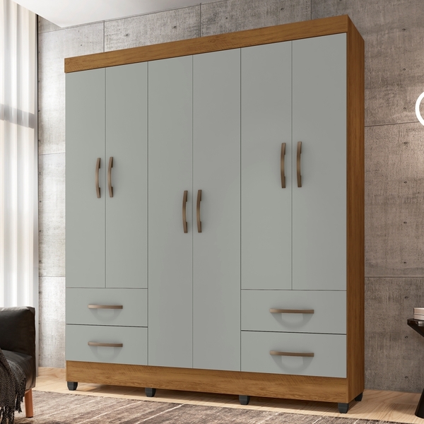 Roupeiro Lins Freijó Concreto Com 6 Portas