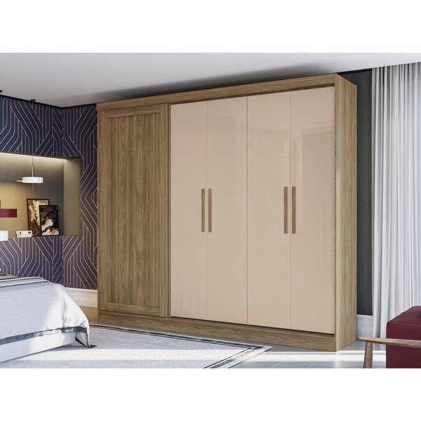 Roupeiro Mdp 5 Portas E 4 Gavetas Nogueira/macadamia