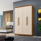 Roupeiro Milão 4 Portas Cinamomo/ Off-white