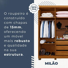 Roupeiro Milão 6 Portas 3 Gavetas Benetil Cinamomo-off White