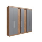 Roupeiro Milão 7 Portas 233,5x258x47cm Freijó/cinza