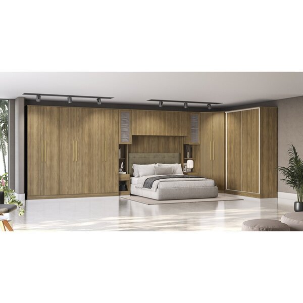 Roupeiro Modulado 2 Portas De Correr 1584mm Nogueira