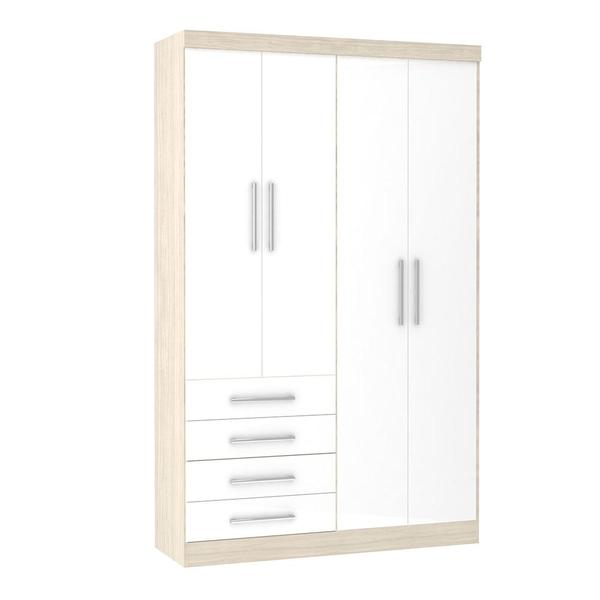 Roupeiro Modulado Smart 4 Portas E 4 Gavetas Crema/branco