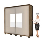 Roupeiro Monte Carlo 2 Portas De Correr Com Espelho - Freijó/